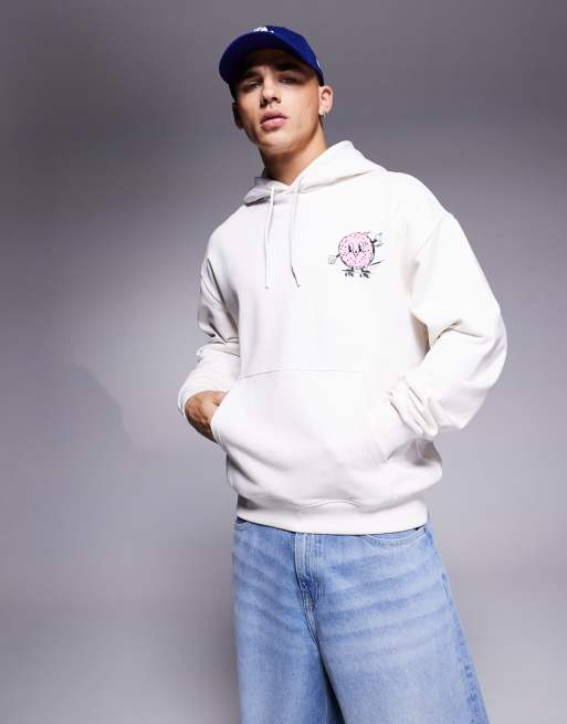 HUGO BLUE Namiko hoodie with donut print in off white