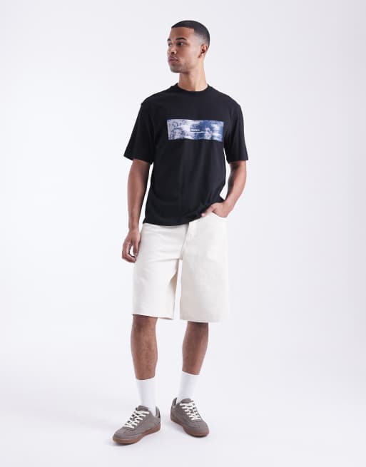 HUGO Blue - Napolux - Sort T-shirt med sløret firkantet logoprint, 2 af 5