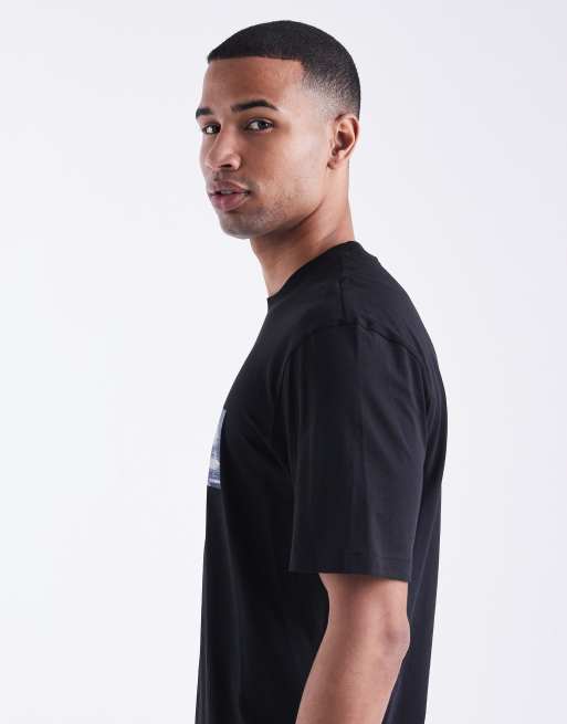 HUGO Blue - Napolux - Sort T-shirt med sløret firkantet logoprint, 4 af 5