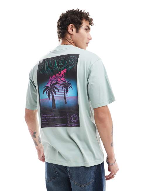 HUGO Blue – Nassano – Ljusgrön t-shirt med stor logga framtill