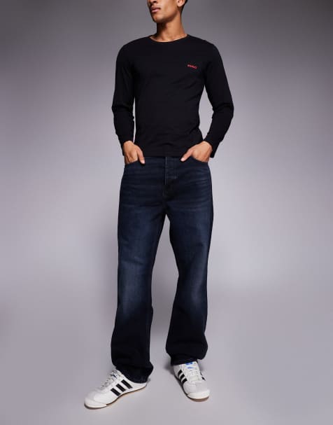 HUGO BLUE Nate baggy fit jeans in dark blue wash - view 1