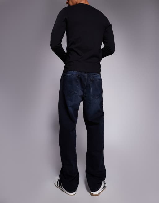 HUGO BLUE Nate baggy fit jeans in dark blue wash, 3 of 5