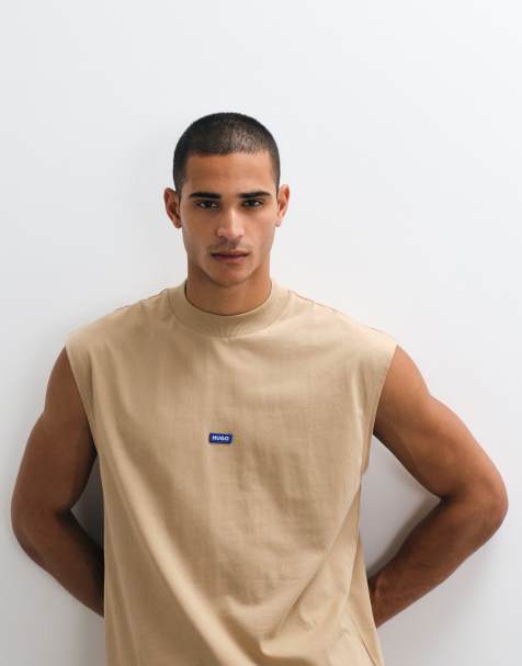HUGO Blue Navertz singlet in beige - view 1