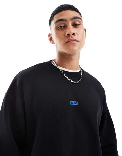 ■Hugo Boss■ Blue naviu スウェット HUGO Blue naviu sweatshirt in black | ASOS