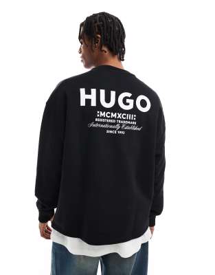 Hugo Blue Naviu Sweatshirt In Black