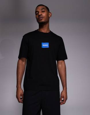 HUGO Blue Nayonix chest box logo t-shirt in black 13190₽