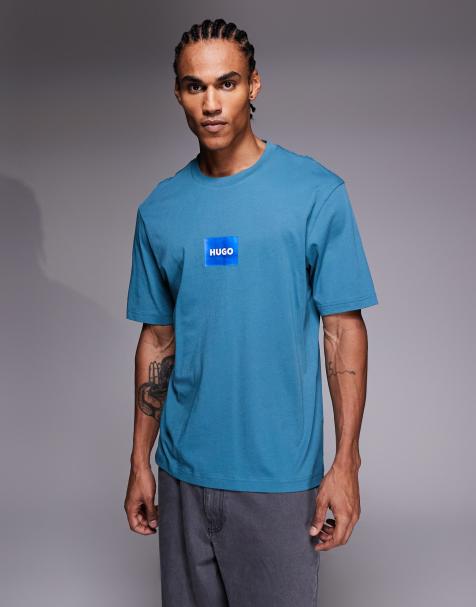 HUGO BLUE Nayonix chest box logo t-shirt in teal