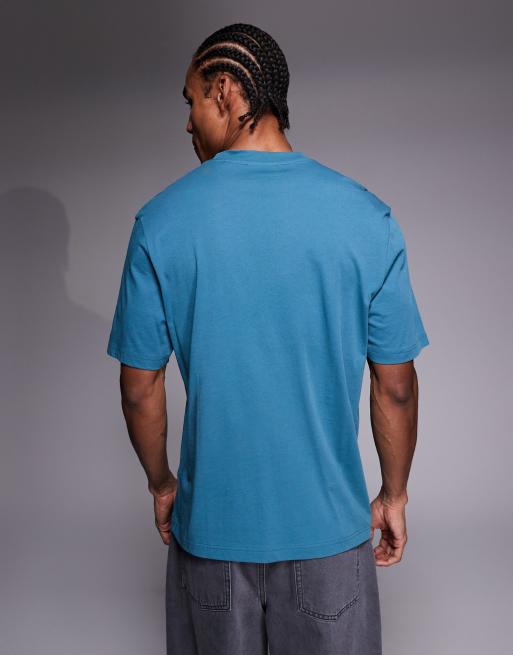 HUGO BLUE Nayonix chest box logo t-shirt in teal, 3 of 5