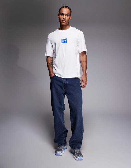 HUGO Blue - Nayonix - T-shirt avec logo encadré sur la poitrine - Blanc, 2 de 5