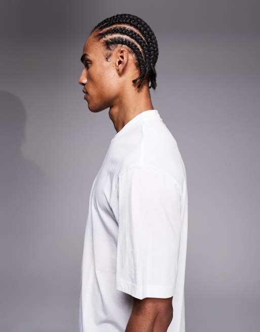 HUGO Blue - Nayonix - T-shirt avec logo encadré sur la poitrine - Blanc, 4 de 5