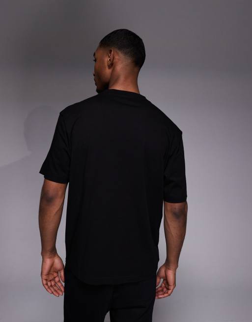HUGO Blue – Nayonix – T-Shirt in Schwarz mit eckigem Logo auf der Brust, 3 von 5