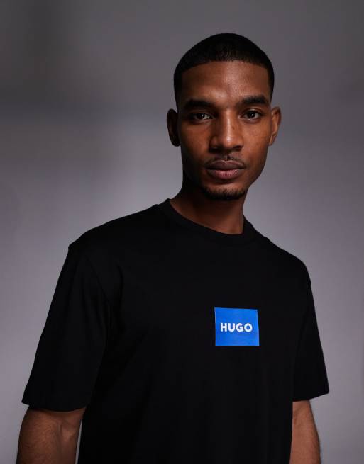 HUGO Blue – Nayonix – T-Shirt in Schwarz mit eckigem Logo auf der Brust, 5 von 5