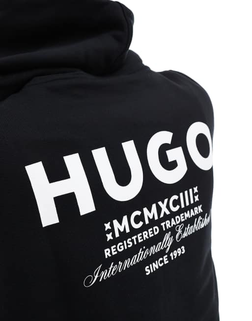 Hugo Blue Nazardo hoodie in black, 3 of 4