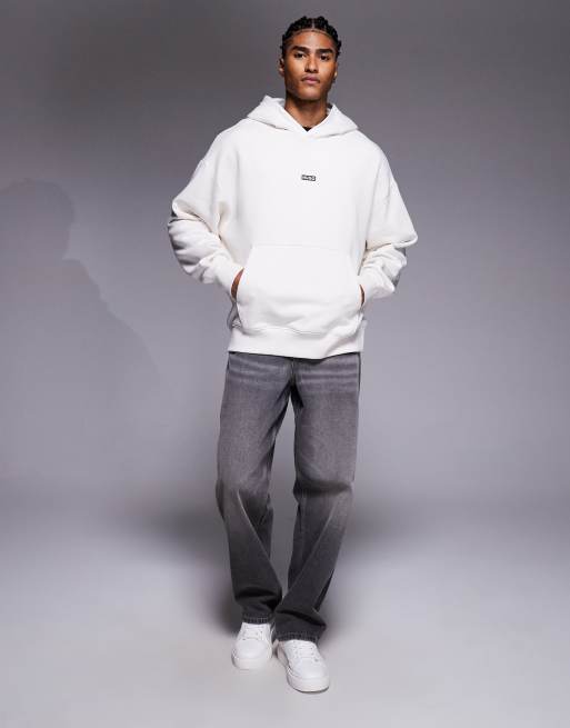Hugo Blue Nazardo hoodie in white, 2 of 5