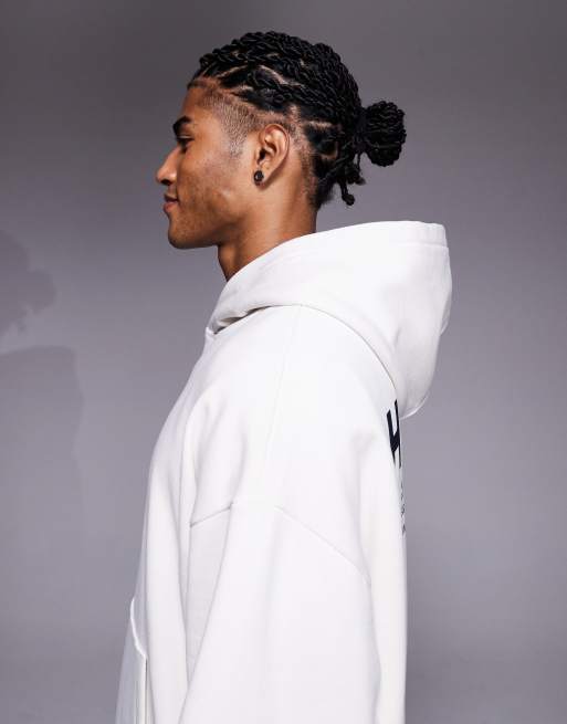 Hugo Blue Nazardo hoodie in white, 4 of 5