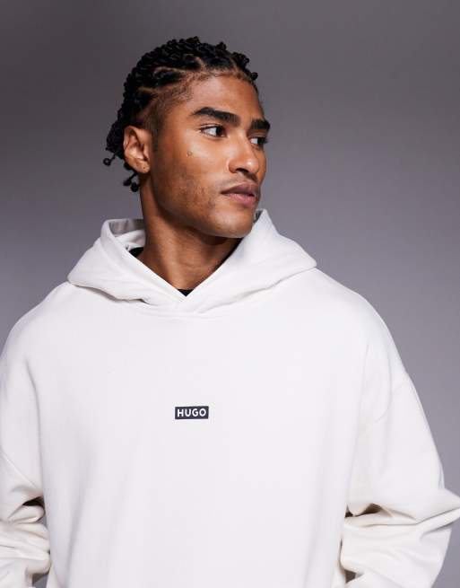 Hugo Blue Nazardo hoodie in white, 5 of 5