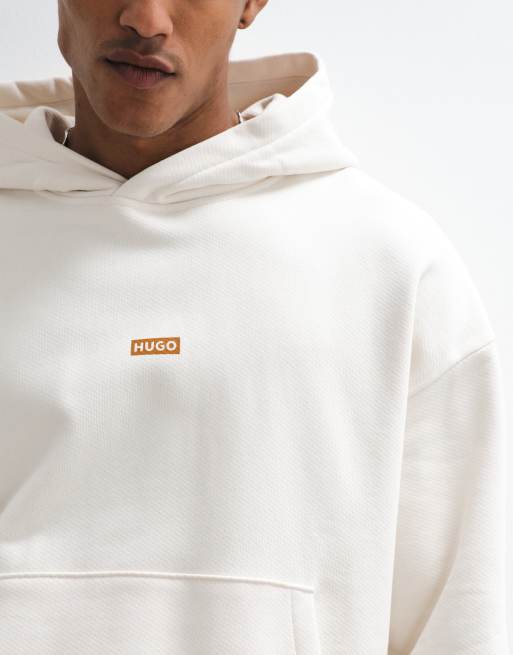 HUGO Blue – Nazardo – Locker geschnittener Kapuzenpullover in Ecru mit Rückenprint, Kombiteil, 5 von 5