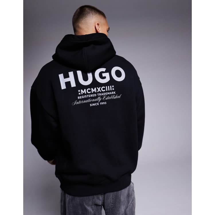 【関税&送料込】Boss Sweatshirt Nazardo HUGO Blue Nazardo loose fit logo hoodie in black | ASOS