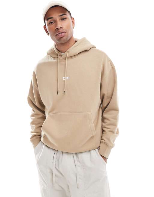 HUGO Blue nazardo pullover hoodie in beige ASOS
