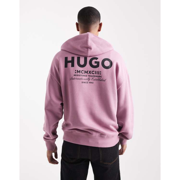 HUGO - Sweat à Capuche En Molleton De Coton Avec étiquette Logotée - Noir