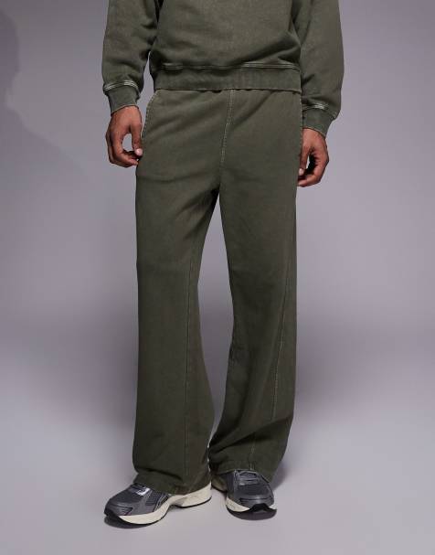 HUGO BLUE Nebtro tonal logo straight fit open hem co-ord joggers in acid wash dark green - view 1