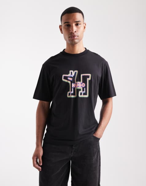 HUGO BLUE Nedirix dog logo print t-shirt in black - view 1