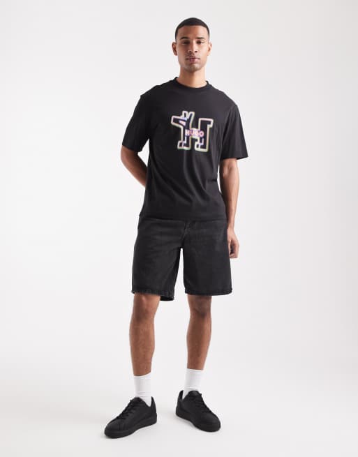 HUGO BLUE - Nedirix - T-shirt met hondenlogoprint in zwart, 2 van 5
