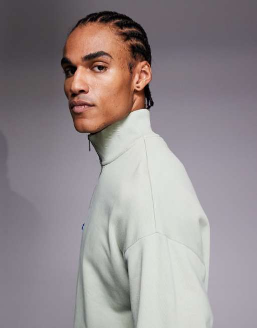 HUGO BLUE neeler half zip sweatshirt in light green, 4 of 5
