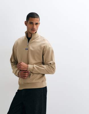 Hugo Blue Neeler Quarter Zip Sweatshirt In Multi