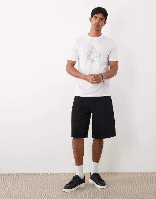 HUGO Blue - Nerberri - Camiseta blanca de corte estándar con estampado gráfico, 2 de 5