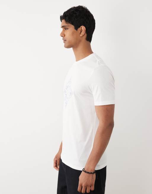 HUGO Blue - Nerberri - Camiseta blanca de corte estándar con estampado gráfico, 5 de 5