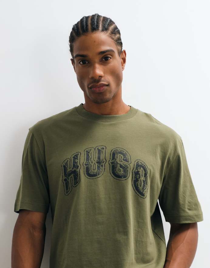 Hugo Blue Nerpient camiseta de corte estándar con logo en el pecho en verde