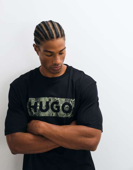 HUGO Blue Nerpient regular fit t-shirt med logga på bröstet i svart, 3 av 5