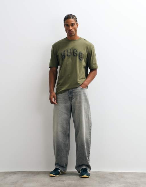 HUGO Blue Nerpient regular-fit T-shirt met logo op de borst in groen, 2 van 5