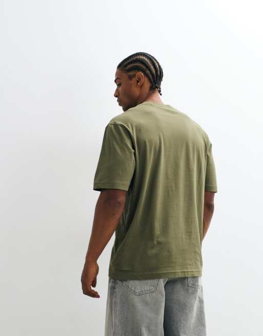 HUGO Blue Nerpient regular-fit T-shirt met logo op de borst in groen, 5 van 5