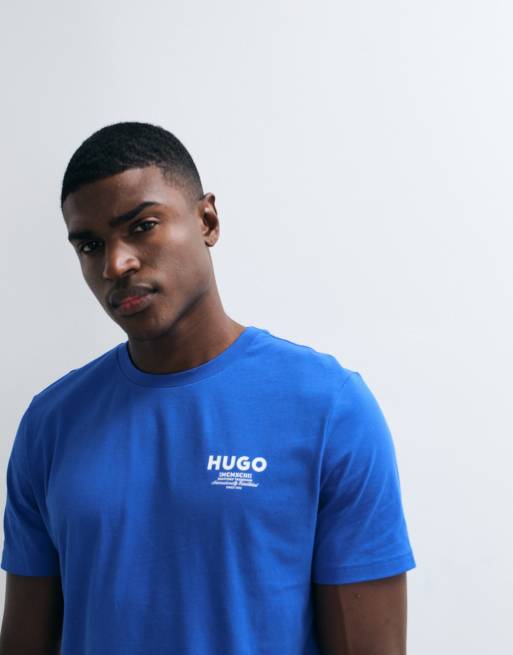 HUGO Blue - Nesptee - Camiseta azul de corte estándar, 5 de 5