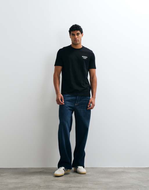HUGO Blue Nesptee T-Shirt in Schwarz mit regulärer Passform, 3 von 5