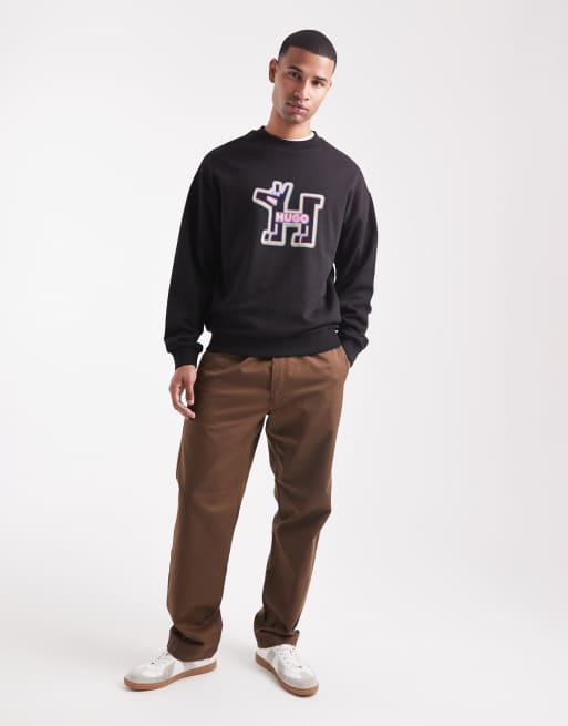 HUGO BLUE – Newirex – Svart sweatshirt med logga och hundtryck, 2 av 5
