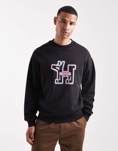 HUGO BLUE – Newirex – Sweatshirt in Schwarz mit Hundelogo - view 1