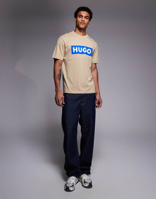 HUGO Blue - Nico - Gyldenprint T-shirt med logoprint på brystet, 2 af 5