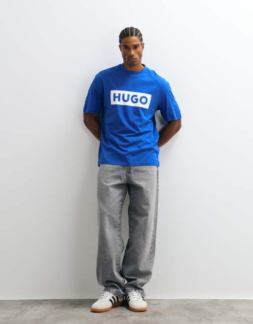 HUGO Blue Nico regular fit chest logo t-shirt in blue, 2 of 10