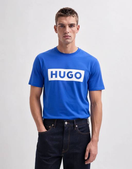 HUGO Blue Nico regular fit chest logo t-shirt in blue, 8 of 10