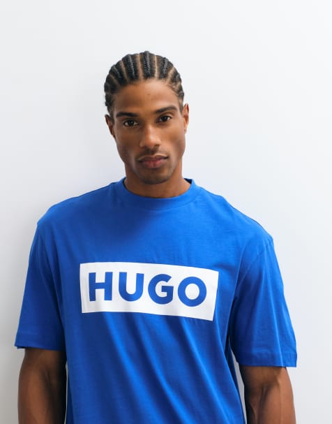 HUGO Blue Nico regular fit T-shirt med logo på brystet i blå - view 1
