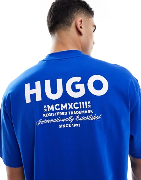 HUGO Blue – Niebieski T-shirt oversize - view 1