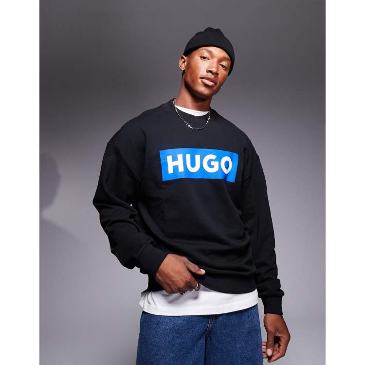 HUGO BLUE Niero central logo sweatshirt in black | ASOS
