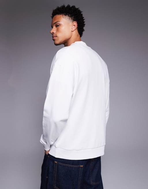 HUGO BLUE Niero central logo sweatshirt in white, 3 of 5