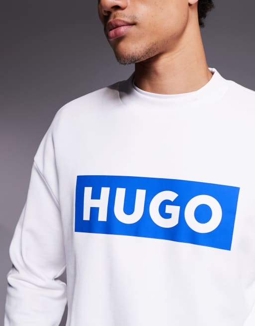 HUGO BLUE Niero central logo sweatshirt in white, 5 of 5