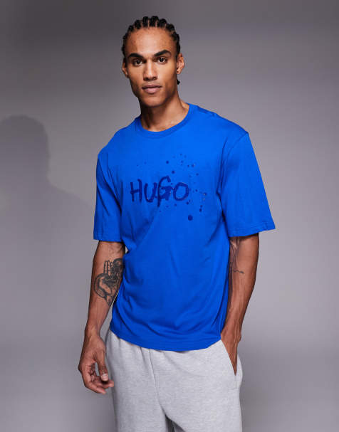 HUGO BLUE Nierofix chest logo t-shirt in blue