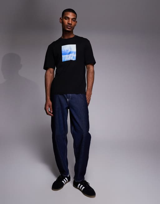 HUGO BLUE Nierofix chest print graphic t-shirt in black, 2 of 5