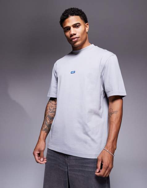 HUGO BLUE Nieros central small logo t-shirt in grey - view 1